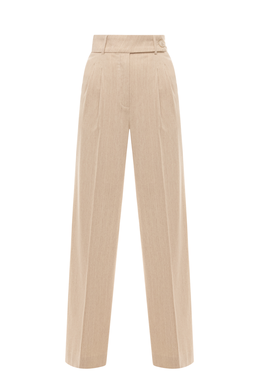 Beige Striped Linen Pants