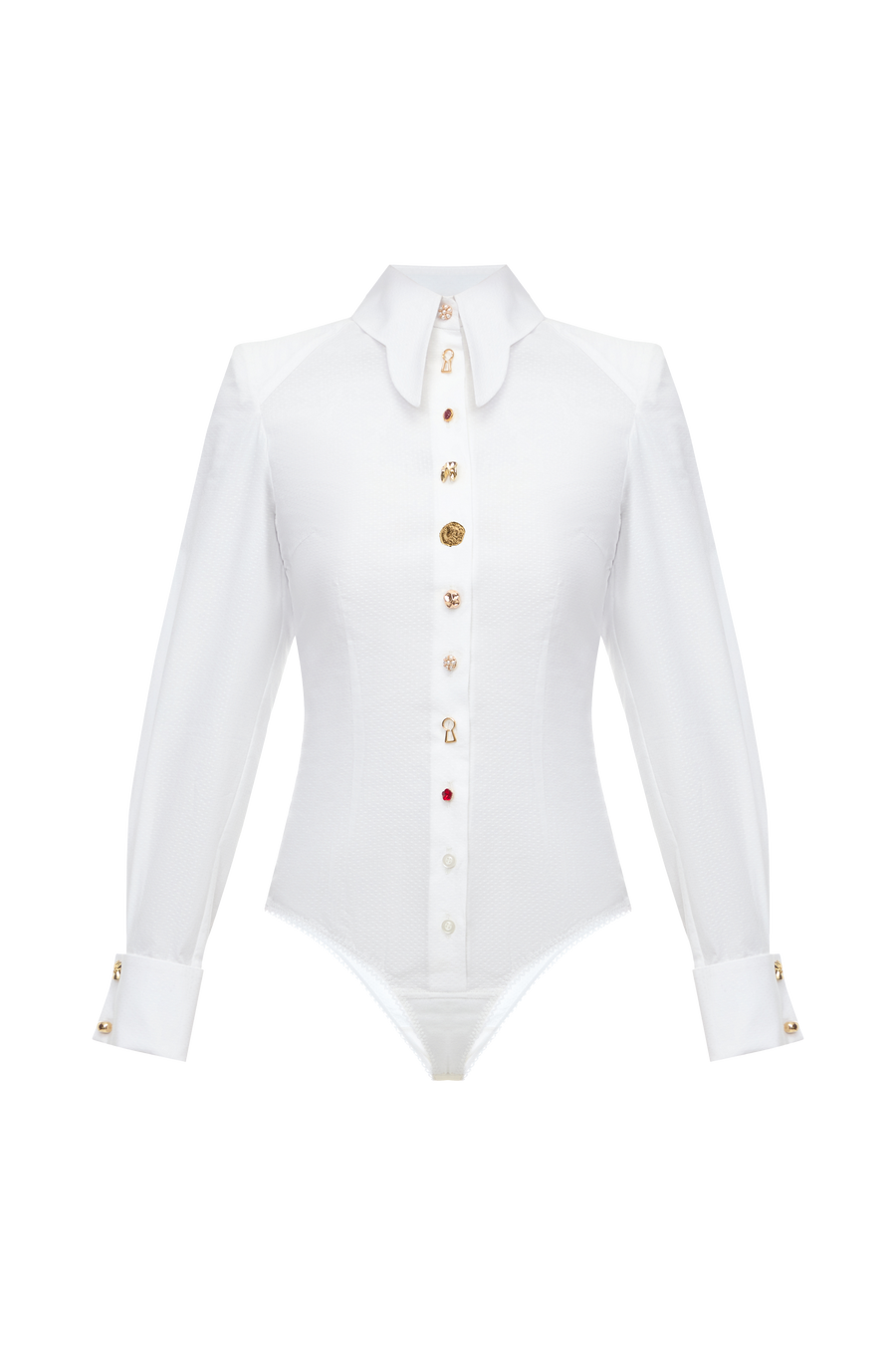 TEXTURED SHIRT BODYSUIT