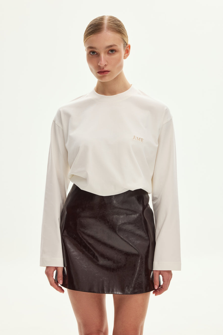 Oversized long sleeve top with embroidery