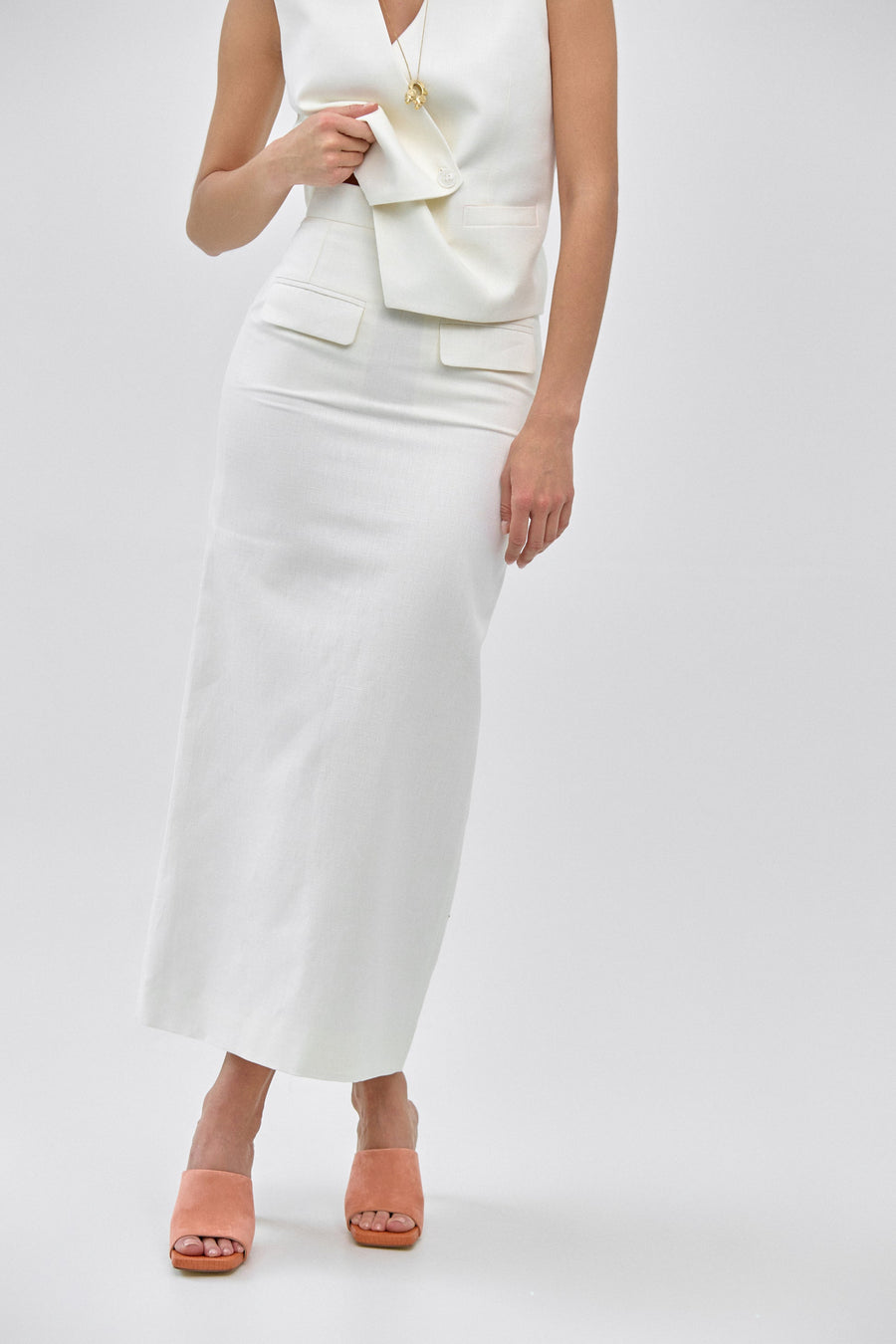 White Linen Maxi Skirt