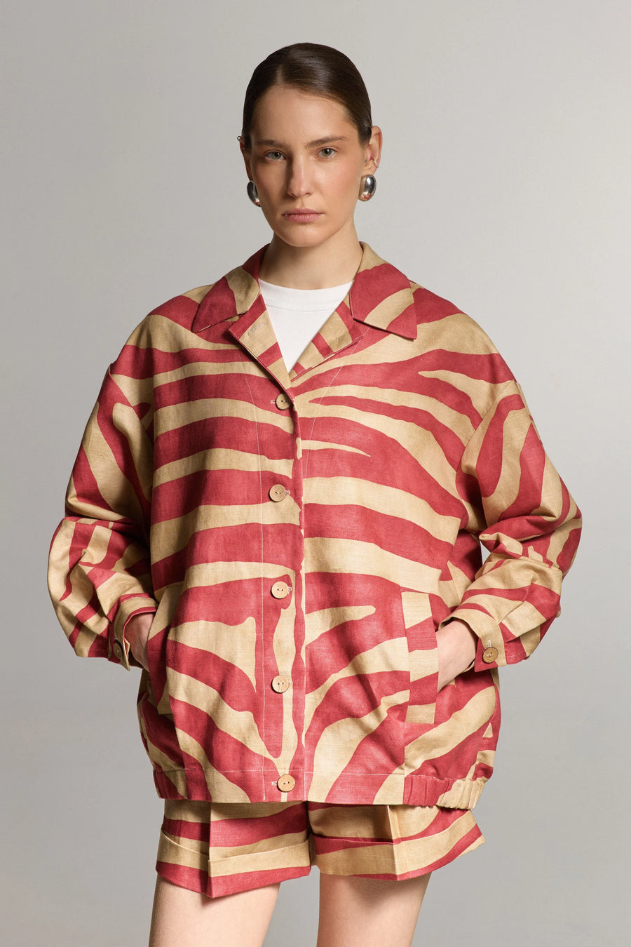 Monstera Linen Bomber