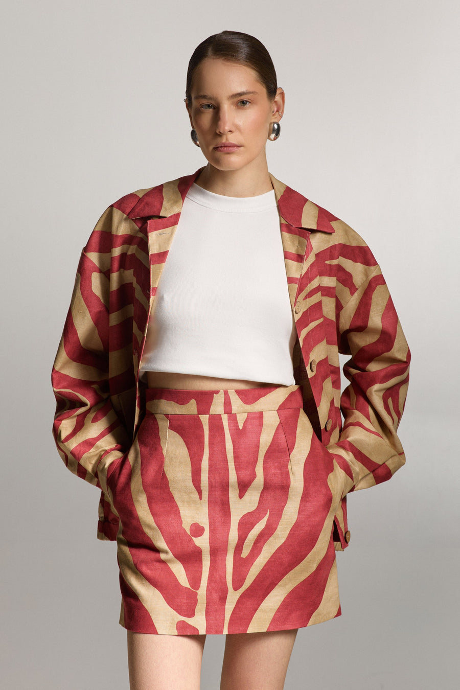 Monstera Linen Skirt