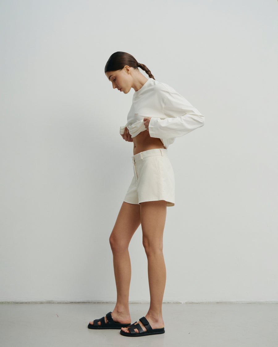 Cream corduroy shorts