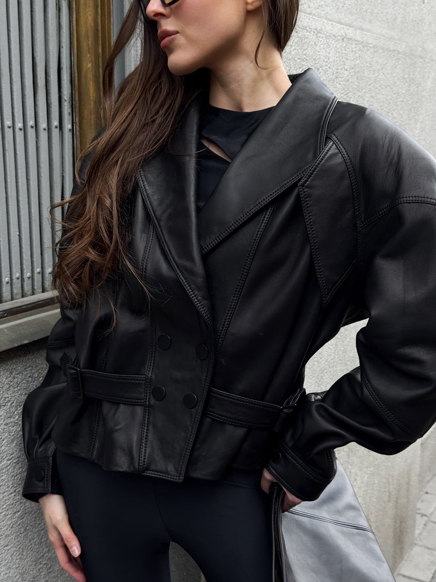 Leather jacket with details