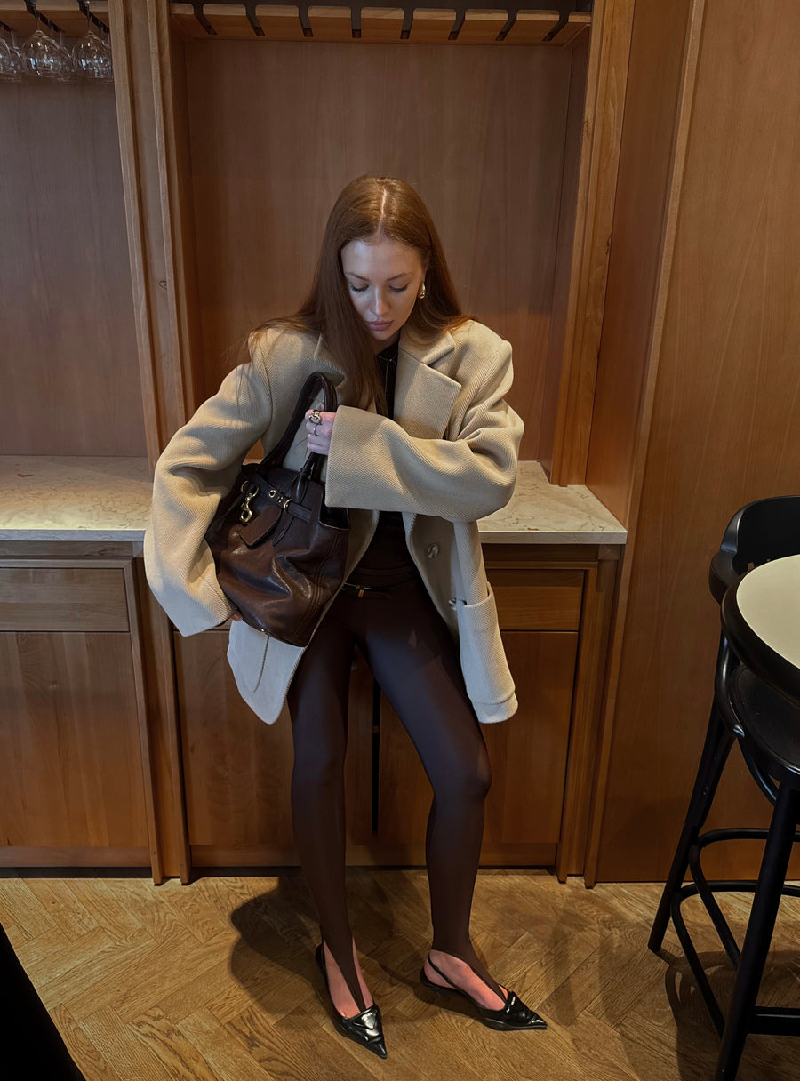 Short herringbone wool coat