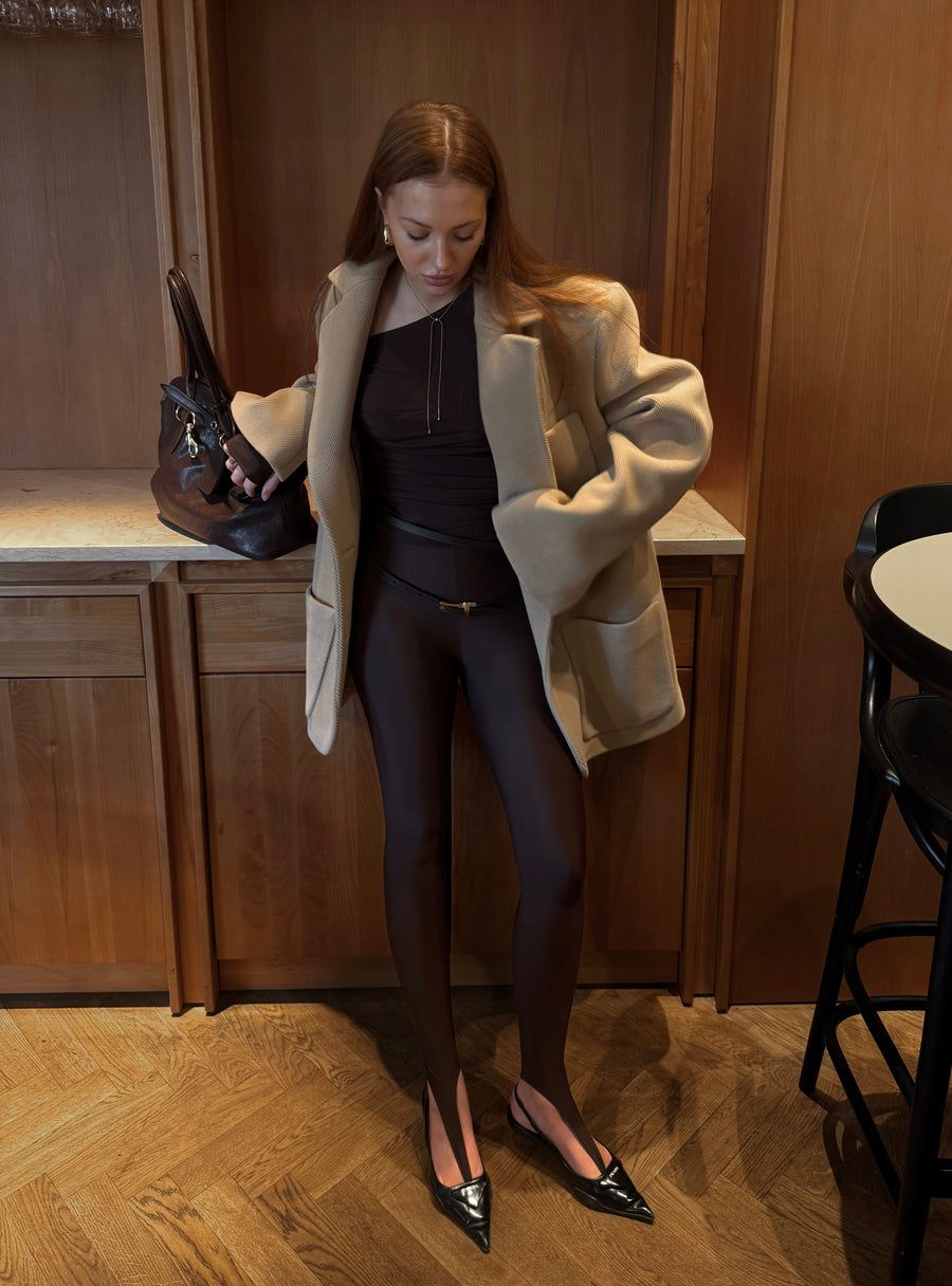 Short herringbone wool coat