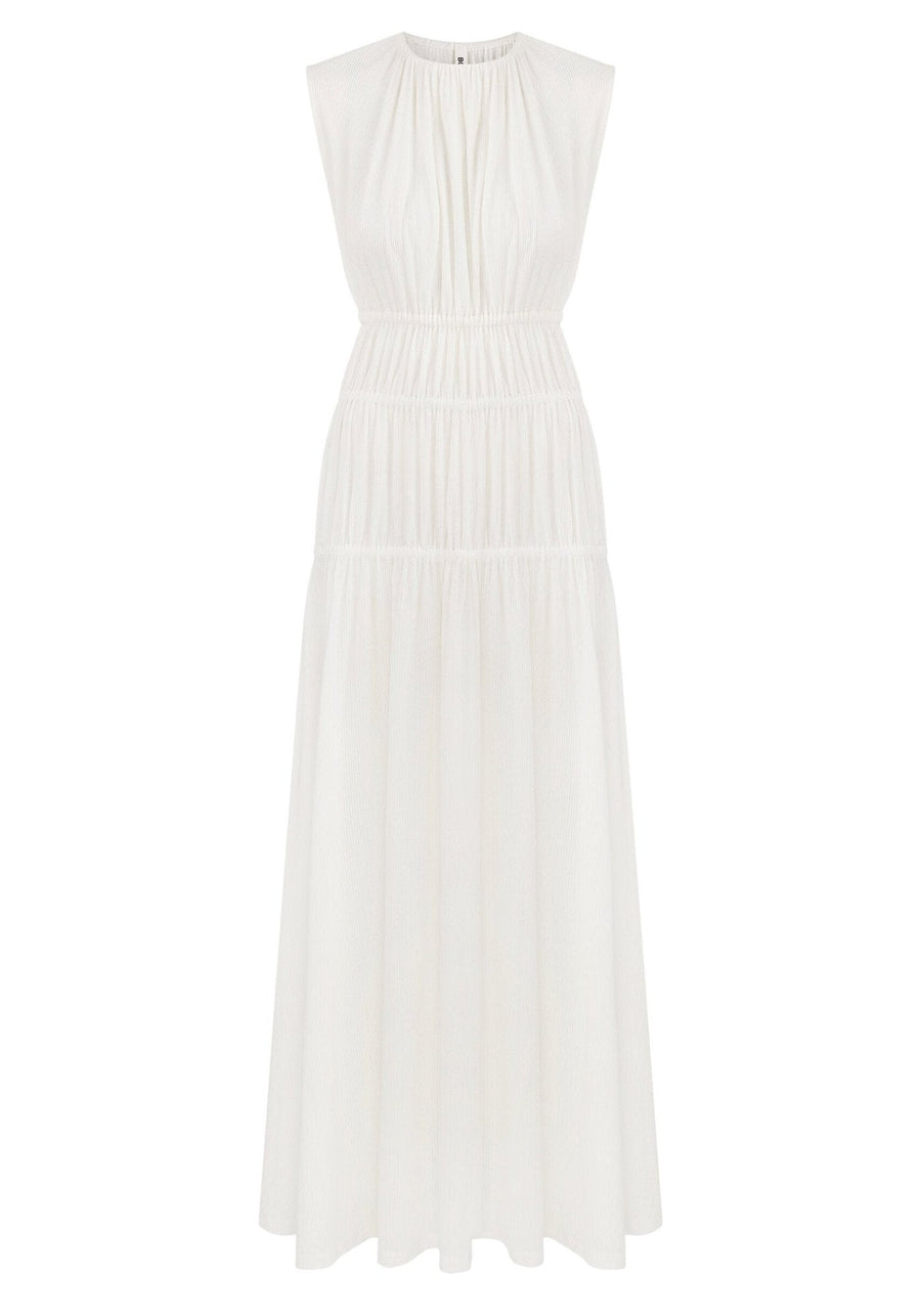 White knitted dress with gathering