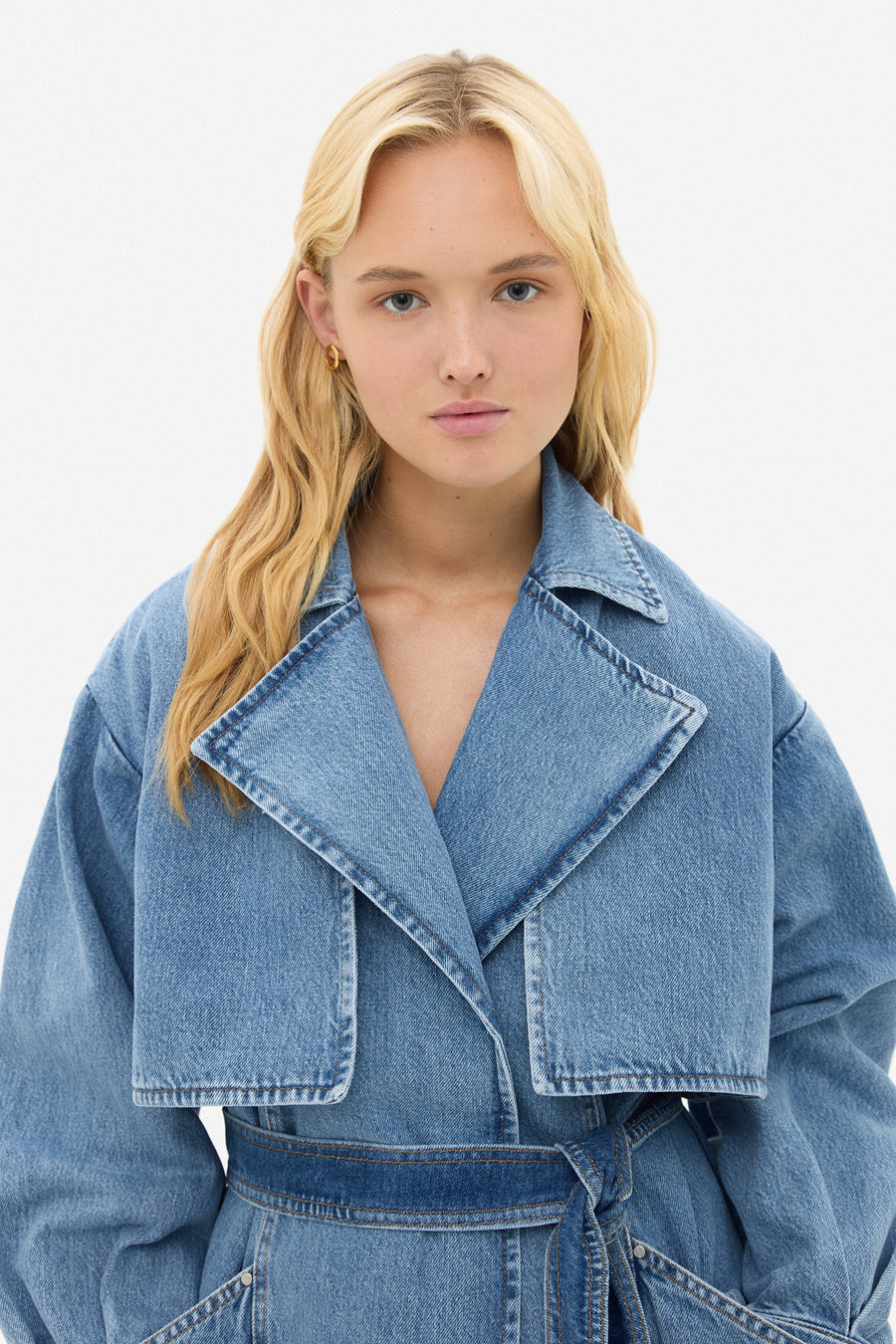 Denim trench coat