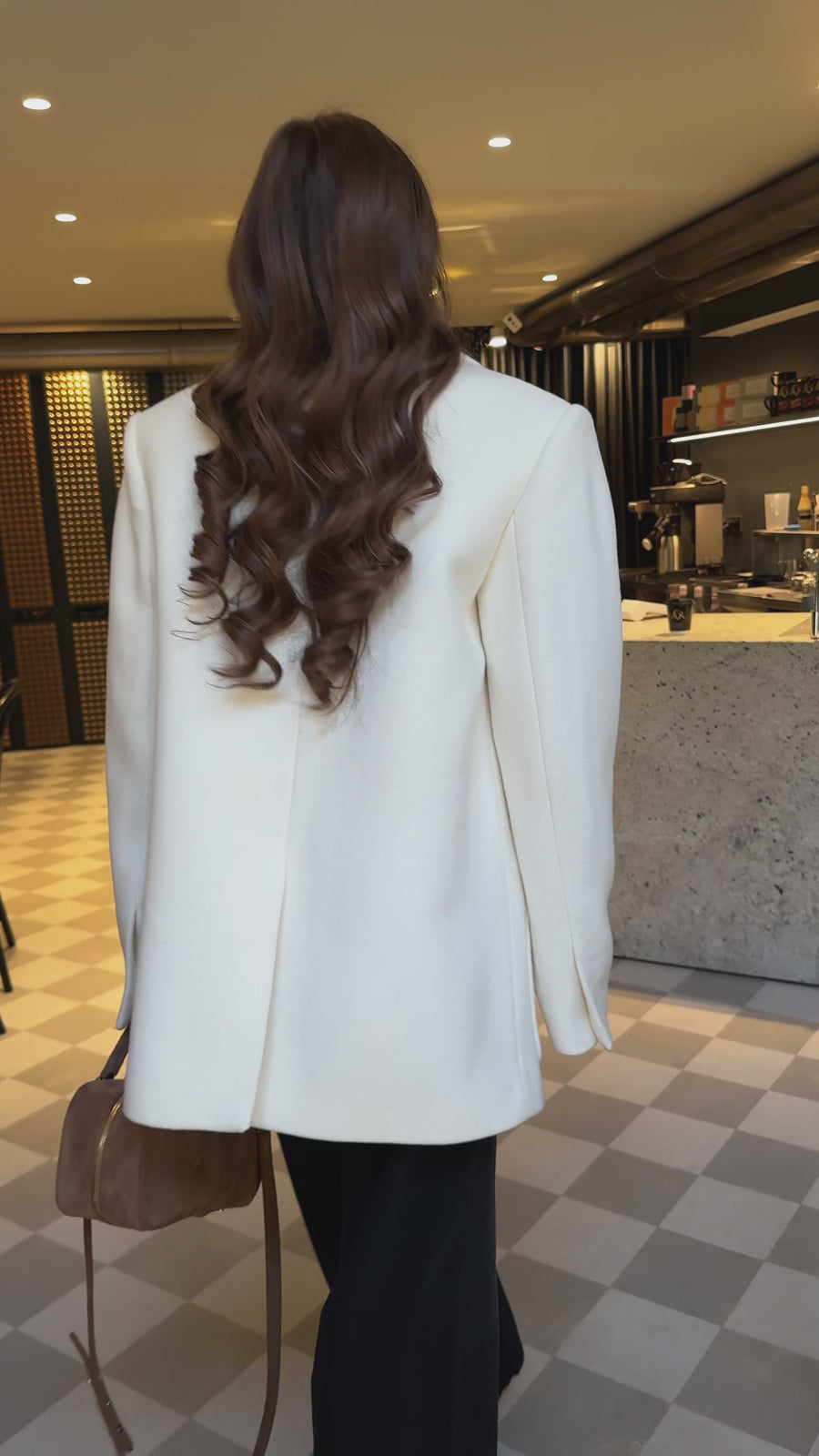 Short herringbone wool coat