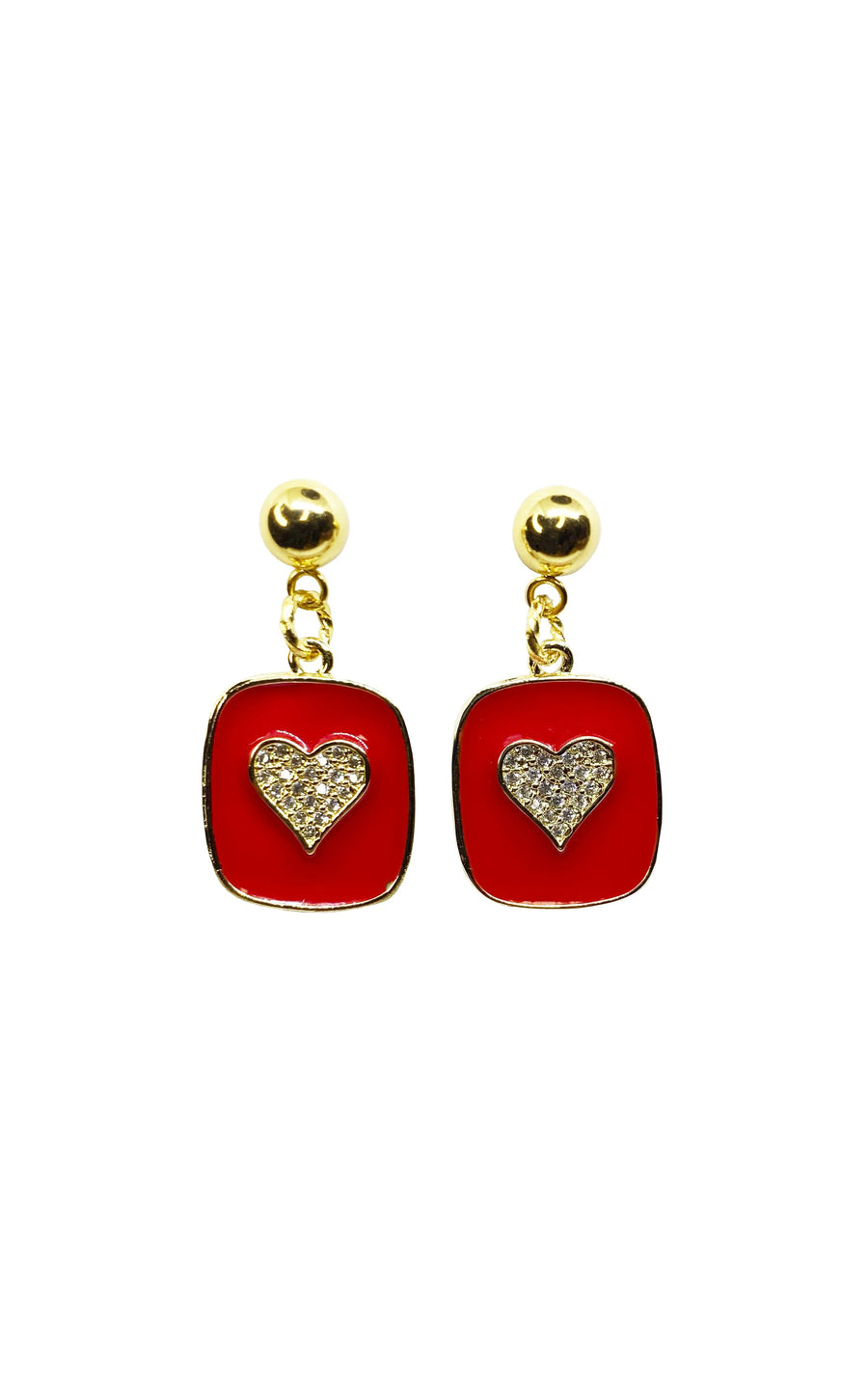 Heart enamel amulette earrings