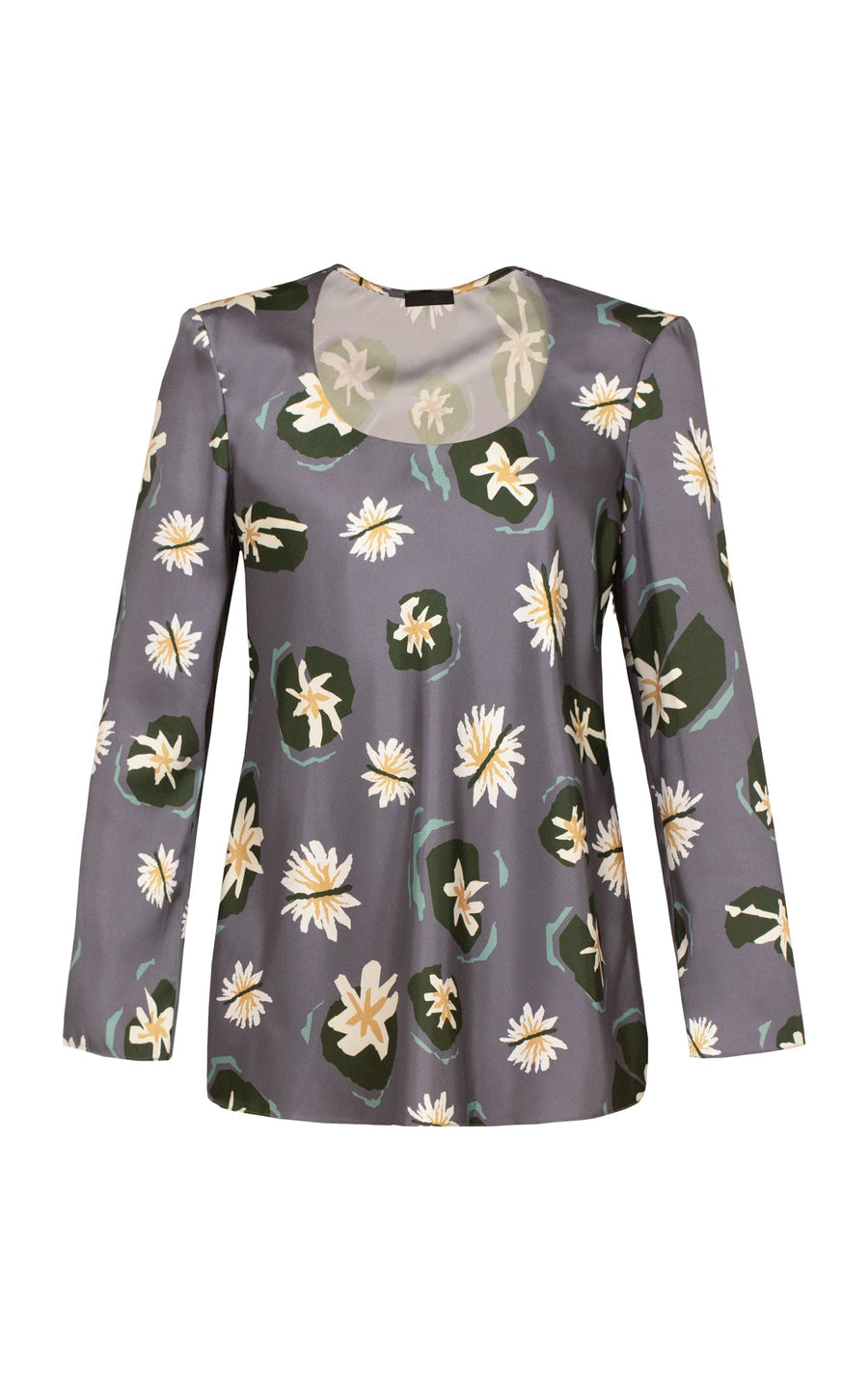 Low neckline floral-print blouse