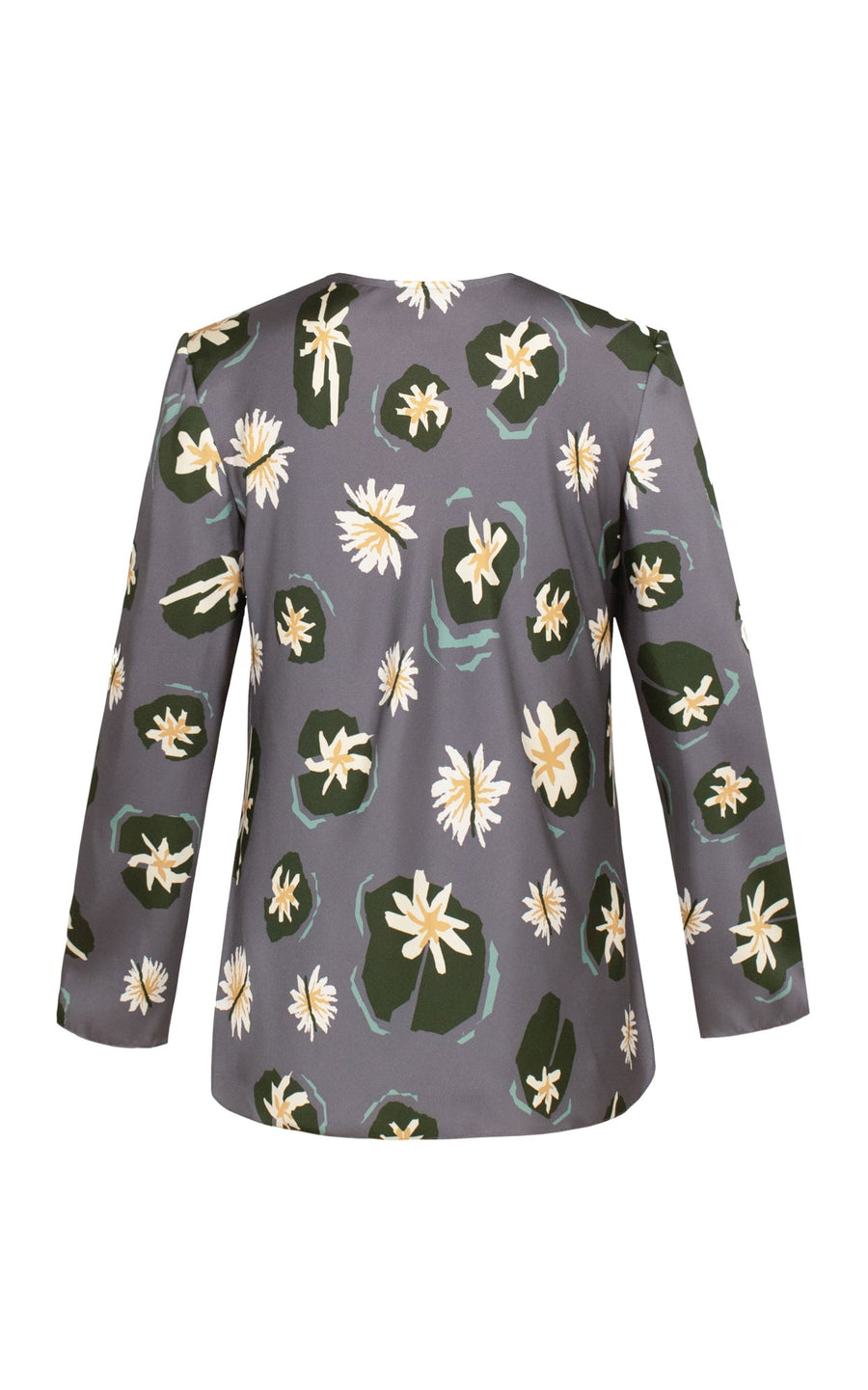 Low neckline floral-print blouse