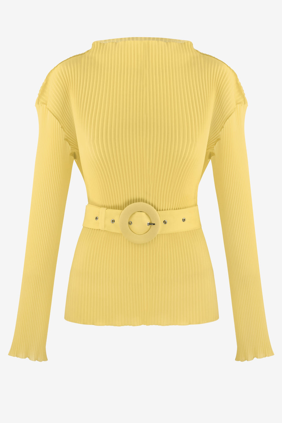 Yellow Lightweight chiffon handmade plissé blouse