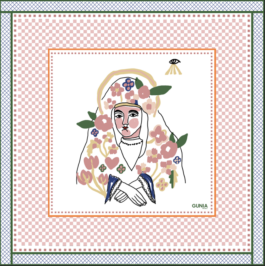 Silk headscarf with Mary, Mother of Jesus