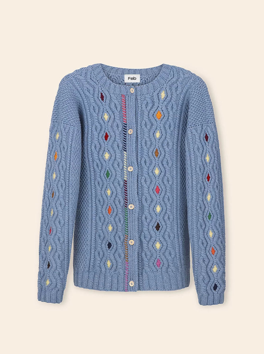 Blue Hand Embroidered Cardigan